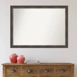 42" X 31" Non-Beveled Bark Rustic Char Narrow Bathroom Wall Mirror Dark Brown - Amanti Art -Baxton Studio Store GUEST ffeebbba 5778 43b6 ab0c d83a239bb1a3